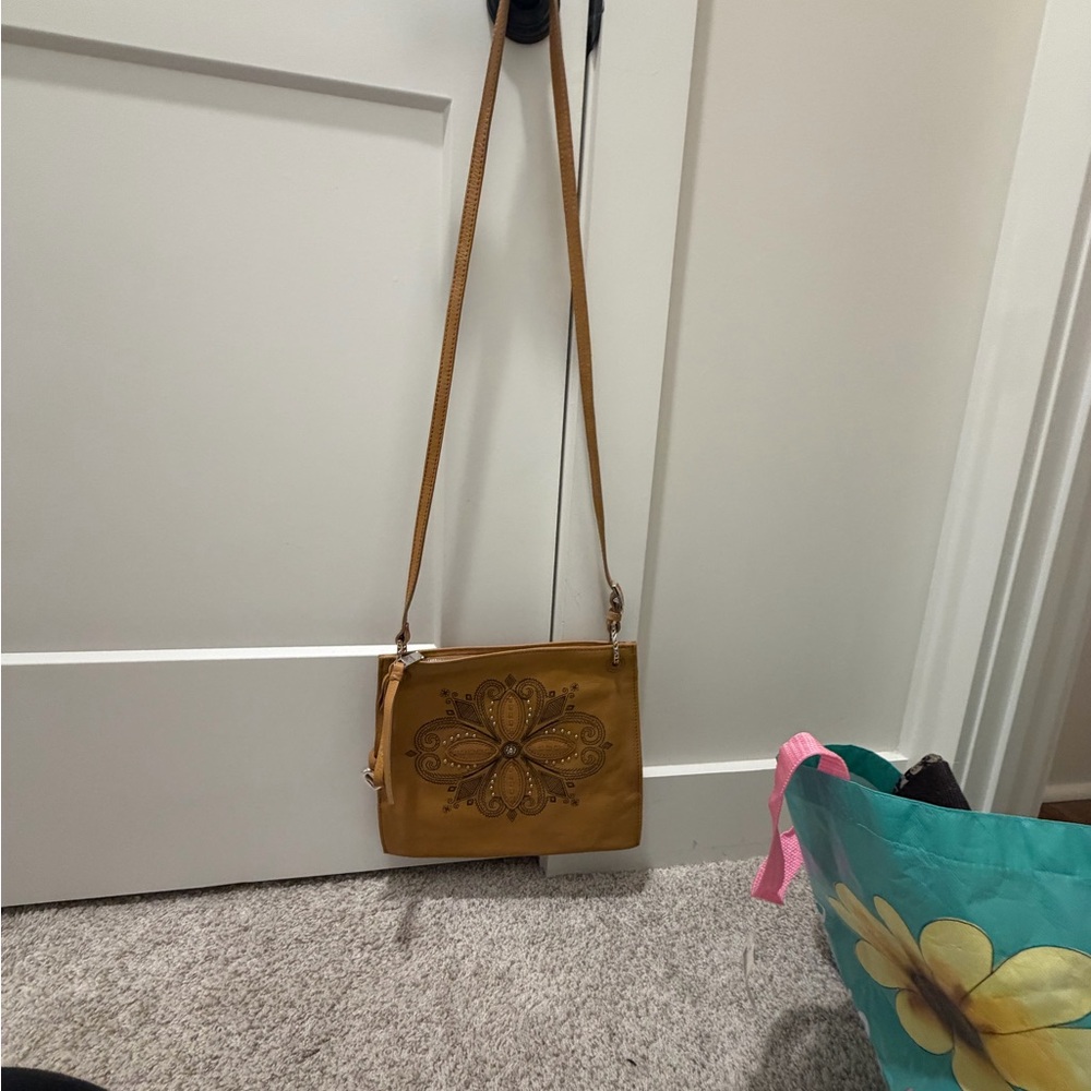 Brighton Tan Floral Crossbody Bag